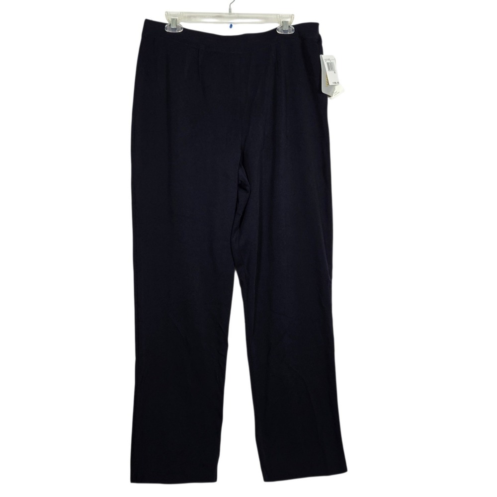 Exclusively Misook Pull On Pants Womens XL Navy Blue Tapered Leg Stretch NEW